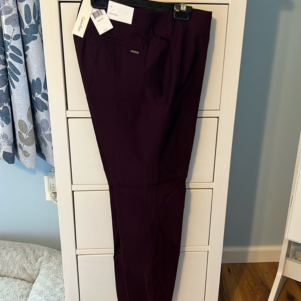 Calvin Klein Pants Burgundy Womens Size 10 New
